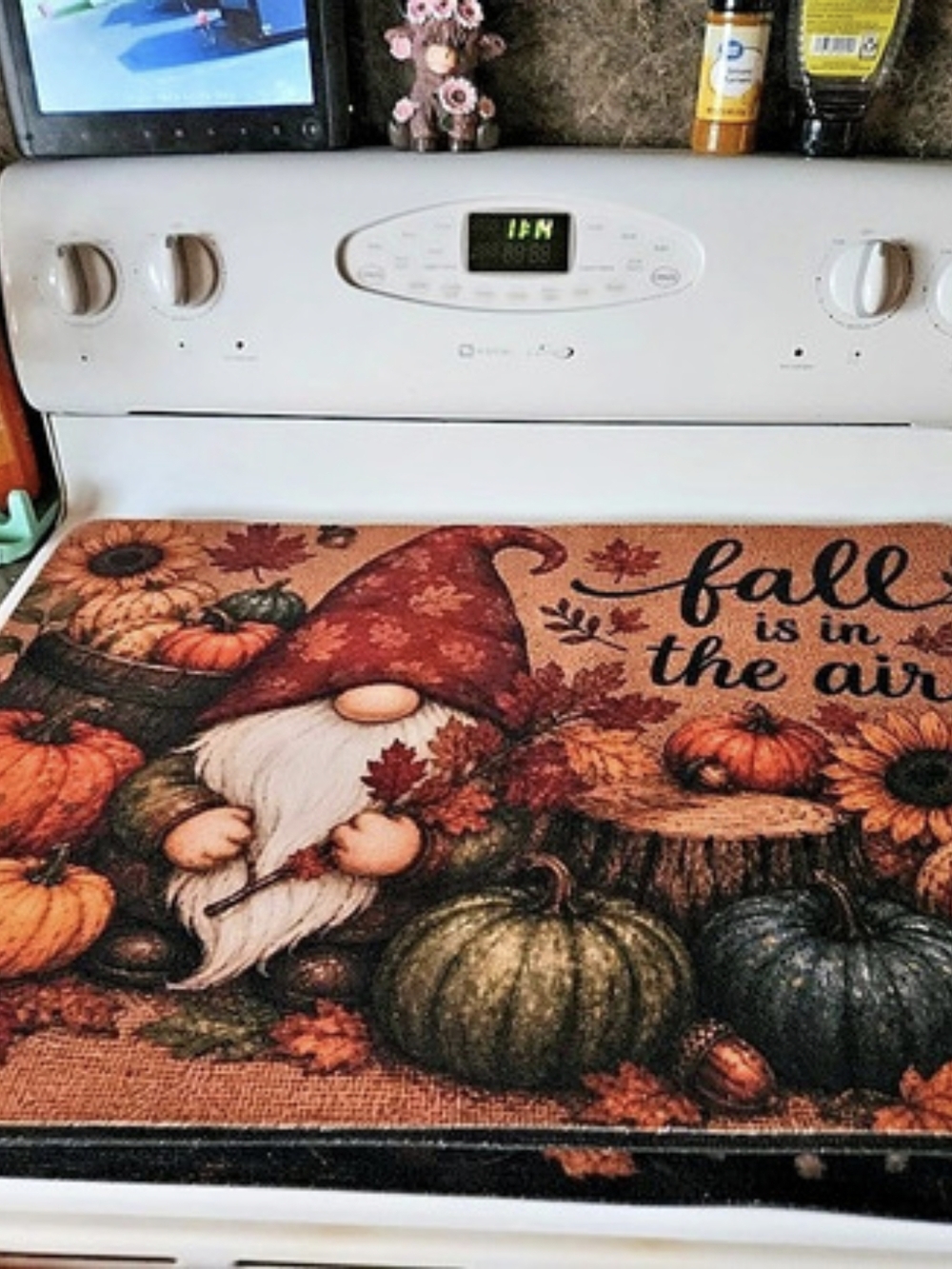 Fall Gnome Pumpkin Door Mat Brown Orange